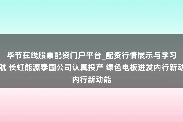 毕节在线股票配资门户平台_配资行情展示与学习导航 长虹能源泰国公司认真投产 绿色电板迸发内行新动能